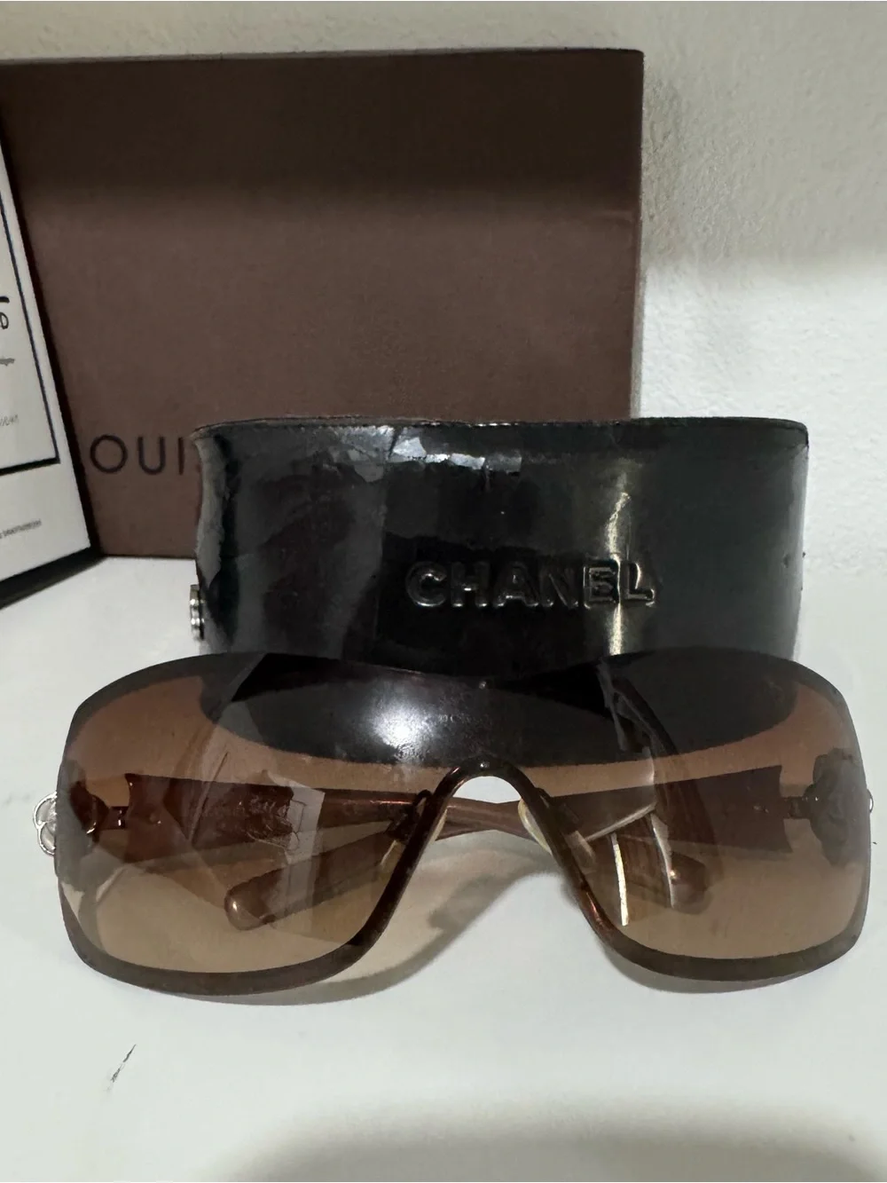 Chanel Brown Shield Sunglasses